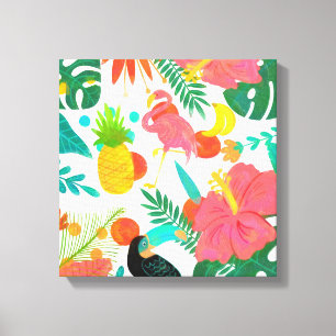 Tropical Vibes Floral Leaves Summer Chic Canvas Print