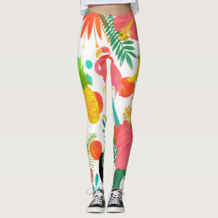 Tropical Vibes Floral Leaves Summer Chic Leggings