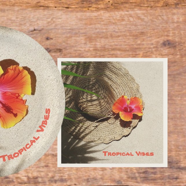 Tropical Vibes Hibiscus Beach Napkin (Creator Uploaded)