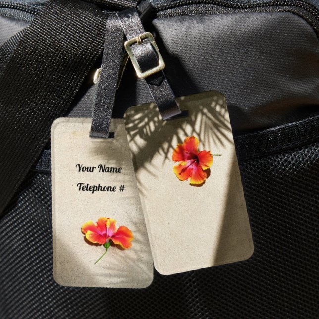 Tropical Vibes Hibiscus on Beach Sand Luggage Tag (Creator Uploaded)