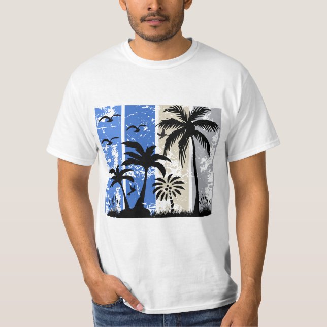 Tropical Vibes in Stripes” T-Shirt (Front)