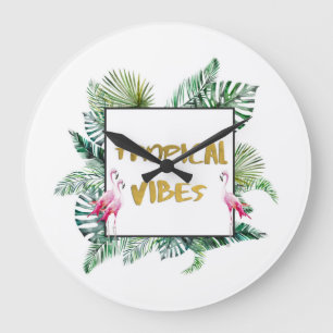 Tropical vibes large clock