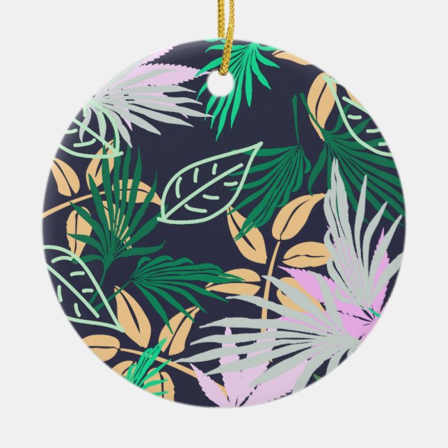 Tropical Vibes Leaves Plants Ceramic Tree Decoration (Front)