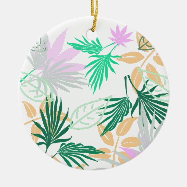 Tropical Vibes Leaves Plants Ceramic Tree Decoration (Front)