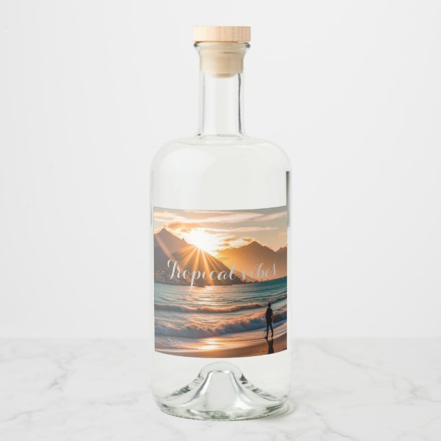 Tropical vibes  liquor bottle label (Front)
