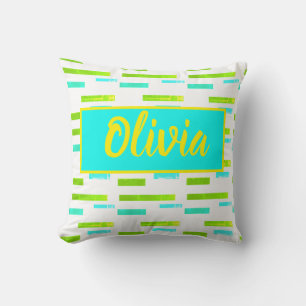 Tropical Vibes Olivia Add Your Name Pillow Cushion