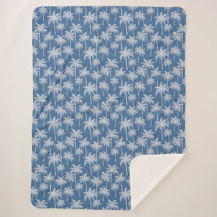 Tropical Vibes Palm  Tree Blue  Sherpa Blanket