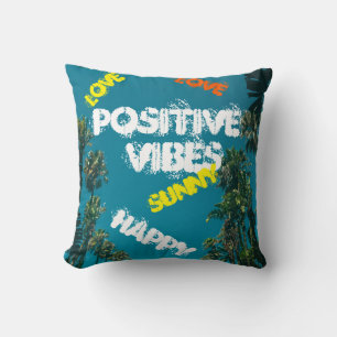 Tropical Vibes Palm Trees Cushion Throw Pillow