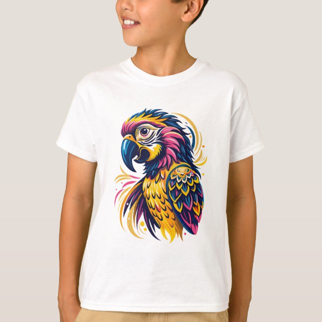 Tropical Vibes Parrot T-Shirt (Front)