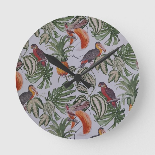 Tropical vibes Throw Pillow Round Clock (Front)