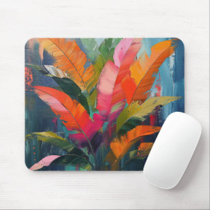 Tropical Vibrance – Abstract Colorful Leaves Mouse Mat