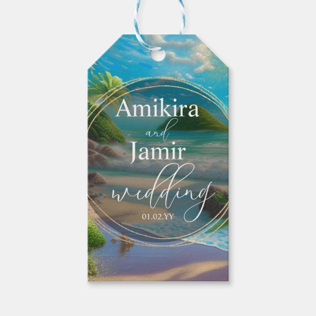 Tropical Vibrant and Colourful Beach  Gift Tags (Front)