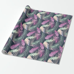 Tropical Vibrant Colourful Palm Leaves Wrapping Paper