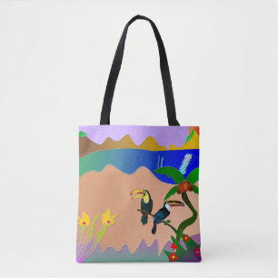 Tropical Vibrant Garden Toucans Tote Bag