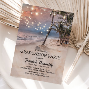 Tropical Vintage Beach 2025 Graduation Party Invitation