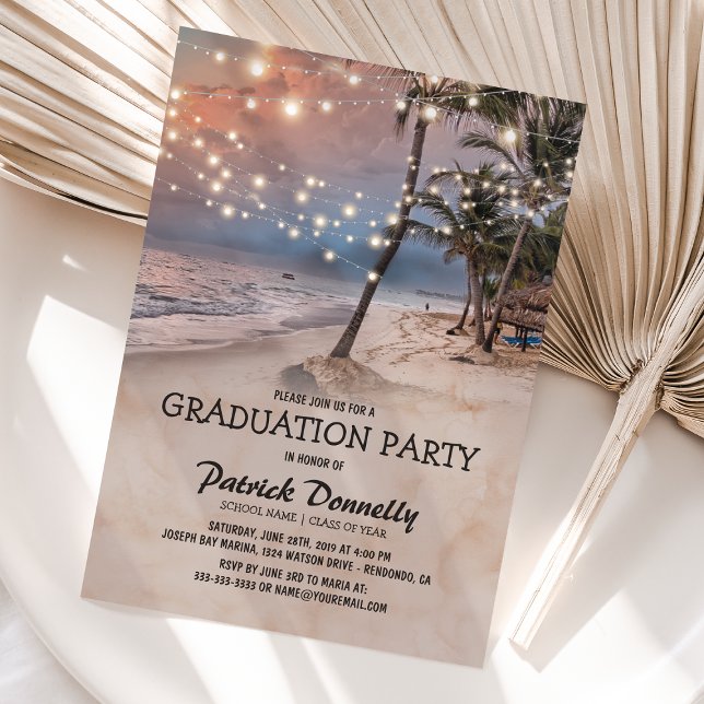 Tropical Vintage Beach 2025 Graduation Party Invitation (Creator Uploaded)