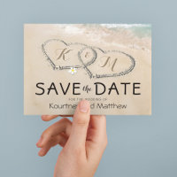 Tropical Vintage Beach Heart Shore Save the Date