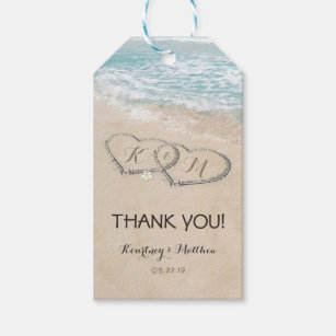 Tropical Vintage Beach Heart Shore Wedding Favour Gift Tags