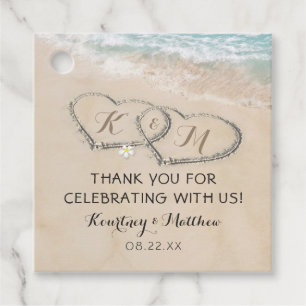 Tropical Vintage Beach Heart Shore Wedding Favour Tags