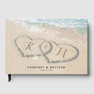 Tropical Vintage Beach Heart Shore Wedding Guest Book