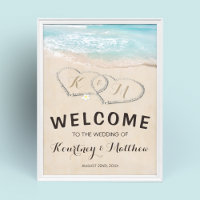 Tropical Vintage Beach Heart Shore Wedding Welcome