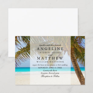 Tropical Vintage Beach Shore Palm Wedding Invitation