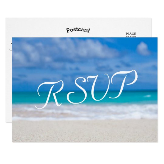 Tropical Vintage Beach Wedding Destination RSVP Card