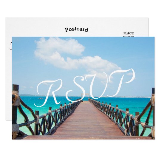 Tropical Vintage Beach Wedding Destination RSVP Card