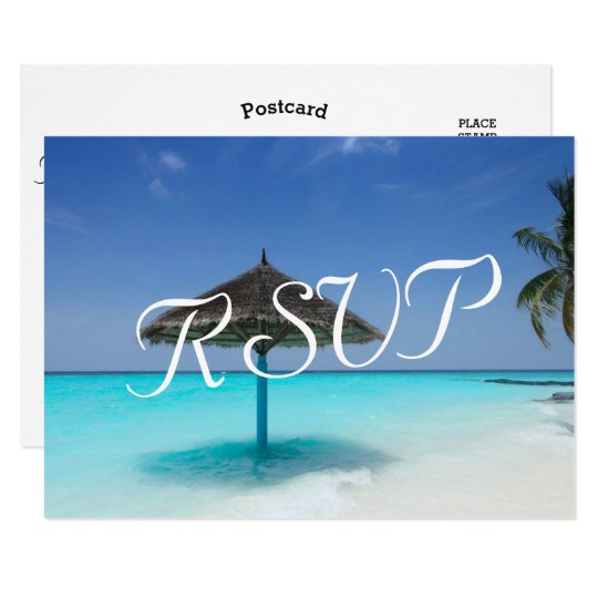 Tropical Vintage Beach Wedding Destination RSVP Card