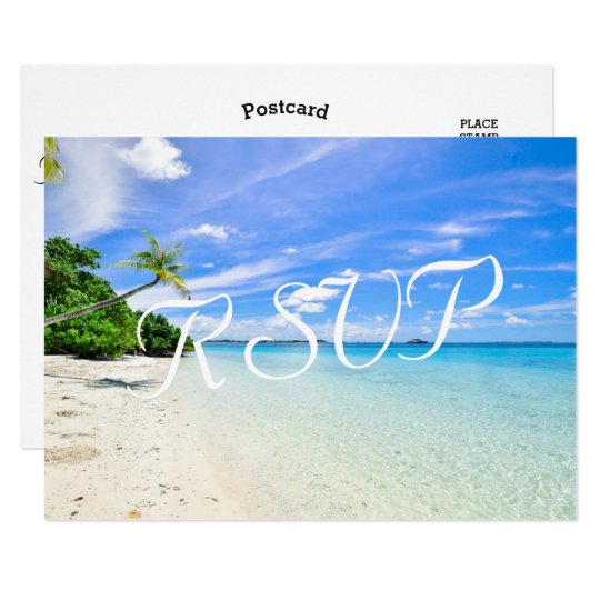 Tropical Vintage Beach Wedding Destination RSVP Card