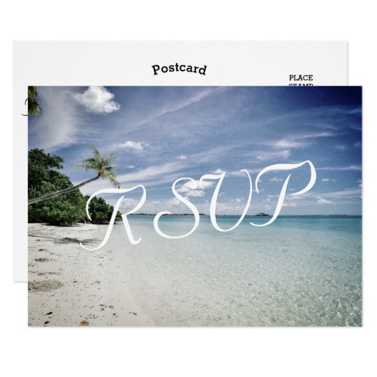 Tropical Vintage Beach Wedding Destination RSVP Card
