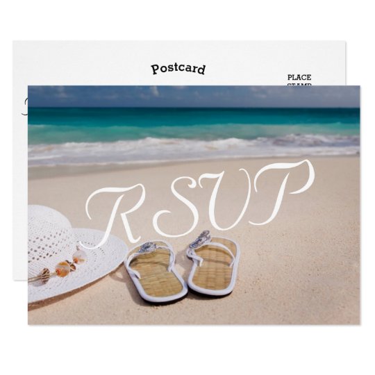 Tropical Vintage Beach Wedding Destination RSVP Card