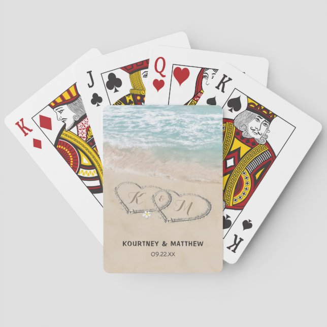 Tropical Vintage Beach Wedding Favour Playing Cards (Back)