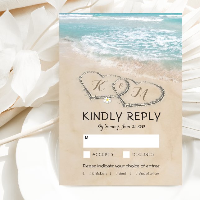 Tropical Vintage Beach Wedding RSVP Entree Choices (Creator Uploaded)
