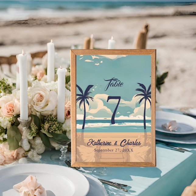 Tropical Vintage Beach Wedding  Table Number (Creator Uploaded)