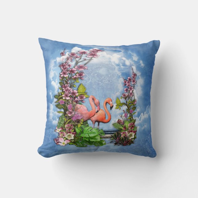 Tropical Vintage Blue Marble Palace Cushion (Front)