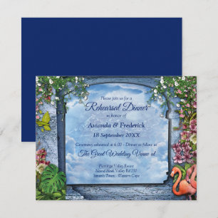 Tropical Vintage Blue Marble Palace Invitation