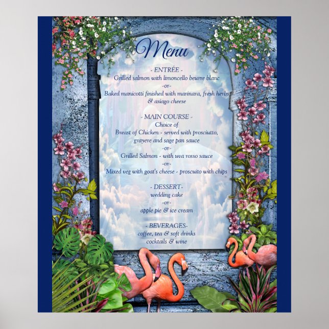 Tropical Vintage Blue Marble Palace Poster (Front)