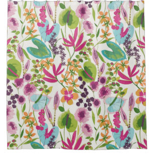 Tropical Vintage Floral Pattern Shower Curtain