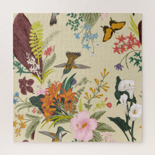 Tropical Vintage Floral Tapestry Jigsaw Puzzle