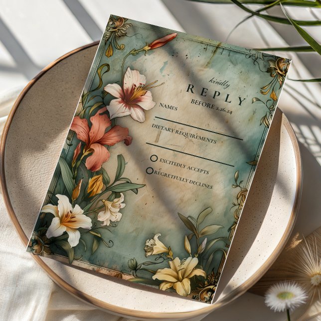 Tropical Vintage Garden Wedding RSVP Card (Creator Uploaded)
