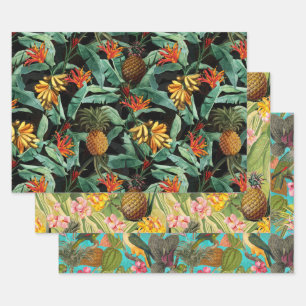 Tropical vintage jungle patterns wrapping paper sheet