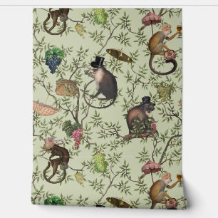 Tropical Vintage Monkey Gardenparty Chinoiserie Wallpaper