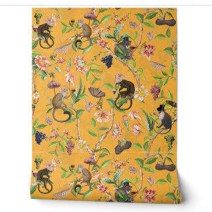 Tropical Vintage Monkey Gardenparty Chinoiserie Wallpaper