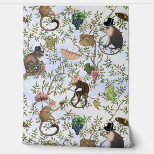 Tropical Vintage Monkey Gardenparty Chinoiserie Wallpaper