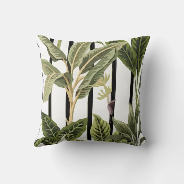 Tropical Vintage Palm Trees Banana Cushion (Back)