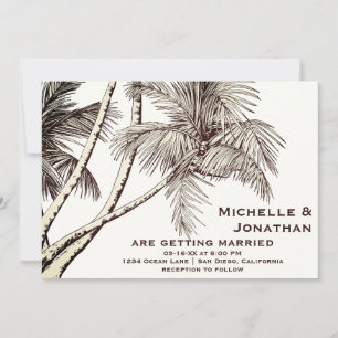 Tropical Vintage Palm Trees Beach Wedding Invitation