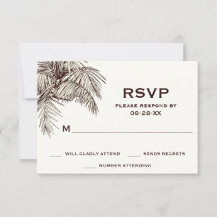 Tropical Vintage Palm Trees Beach Wedding RSVP Card