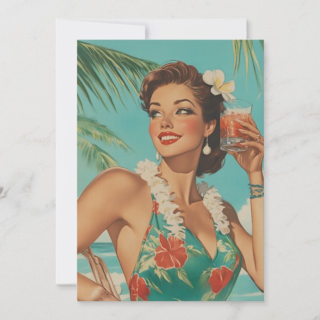 Tropical Vintage Paradise Vibes Invitation (Front)