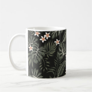 Tropical vintage plumeria flower, strelitzia, palm coffee mug